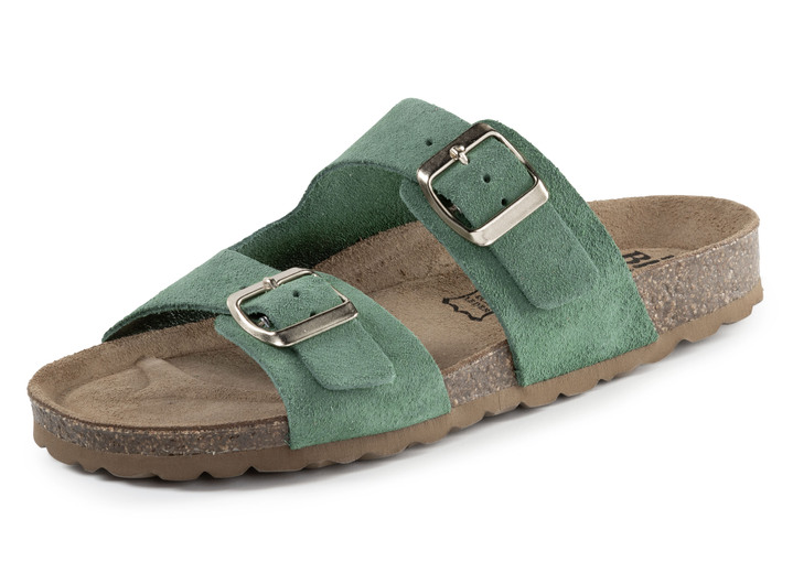 Sandalen & slippers - ELENA EDEN, klassieke damesmuiltjes, breedte H, met twee verstelbare bandjes, in Größe 036 bis 042, in Farbe GRÜN Ansicht 1