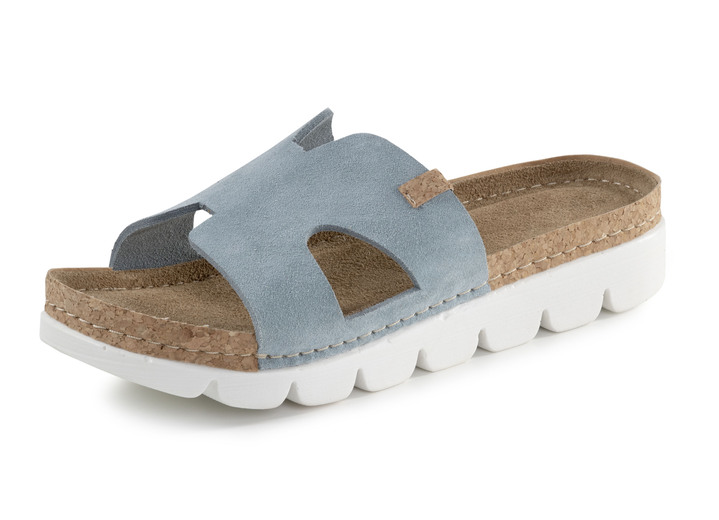 Sandalettes & slippers - ELENA EDEN, zomerse damesmuiltjes van leer, in Größe 036 bis 042, in Farbe BLEU Ansicht 1