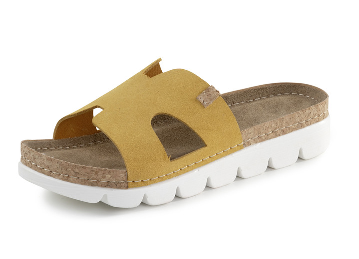 Sandalettes & slippers - ELENA EDEN muiltjes gemaakt van suède leer, in Größe 036 bis 042, in Farbe GELB Ansicht 1