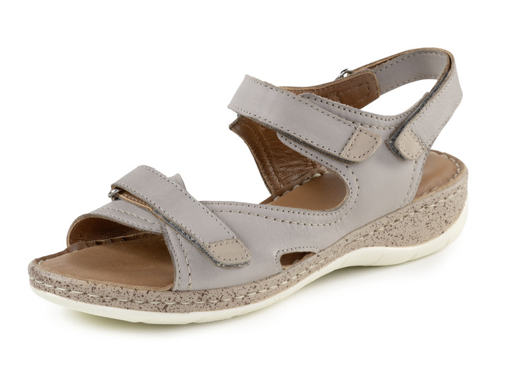 Sandalen & slippers - ELENA EDEN sandaal met contrasterende bies, in Größe 036 bis 042, in Farbe TAUPE Ansicht 1