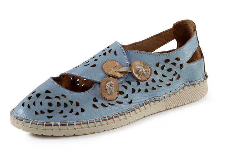 Sandalettes & slippers - Gemini pantoffels met luchtige openingen, in Größe 036 bis 042, in Farbe JEANS-CAMEL Ansicht 1
