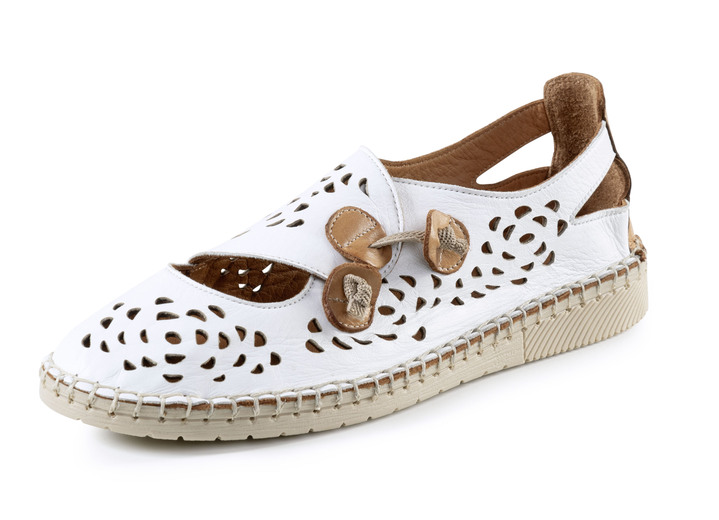 Damesschoenen - Gemini pantoffels met luchtige openingen, in Größe 036 bis 042, in Farbe WEISS-CAMEL Ansicht 1