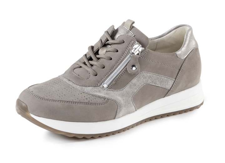 Instappers & veterschoenen - Waldläufer veterschoen van gedeeltelijk reliëfnubuckleer, in Größe 3 1/2 bis 8, in Farbe TAUPE-BRONS Ansicht 1