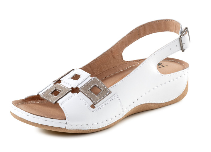 Sandalen & slippers - Sandaal van rundnappaleer met verstelbare hielband, in Größe 036 bis 041, in Farbe WEISS-BRONZE Ansicht 1