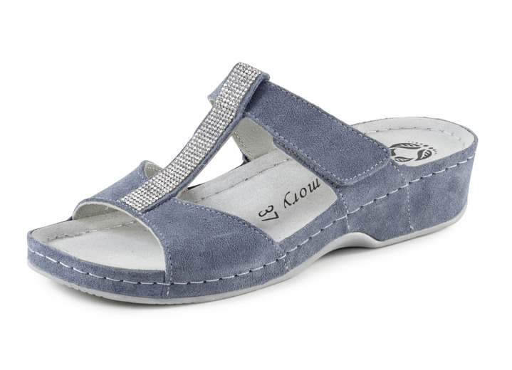 Sandalen & slippers - Mubb muiltjes met fonkelende strass steentjes, in Größe 036 bis 042, in Farbe JEANS Ansicht 1