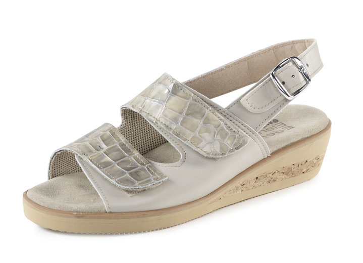 Sandalen & slippers - ELENA EDEN sandaal gemaakt van nappaleer en lakleer met krokodillenreliëf, in Größe 036 bis 042, in Farbe BEIGE Ansicht 1