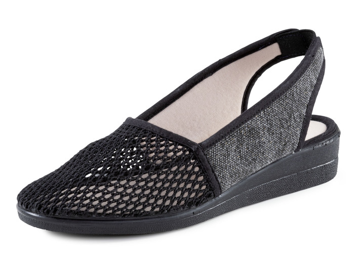 Sandalettes & slippers - ELENA EDEN sandaal gemaakt van luchtig mesh-materiaal en textiel met een metallic glans, in Größe 036 bis 042, in Farbe SCHWARZ-GRAU Ansicht 1