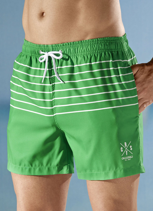 Zwemshorts - Zwemshort met gestreept design, microvezel, in Größe 3XL (64/66) bis XXL (60/62), in Farbe GROEN-WIT Ansicht 1