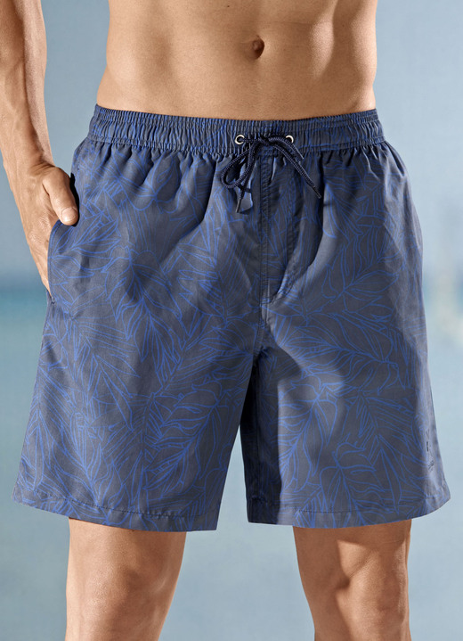 Zwemshorts - Zwemshort, langere snit, microvezel, in Größe 3XL bis XXL, in Farbe GRIJS-BLAUW