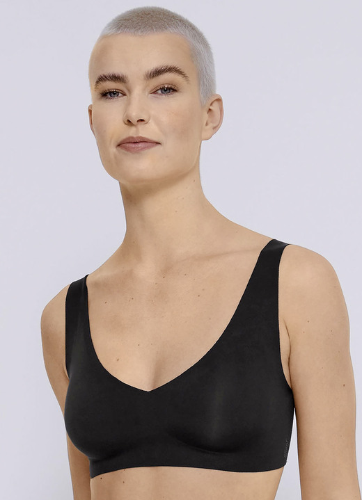 BH zonder beugel - Sloggi ZERO Feel bh met extra platte uiteinden, in Größe L bis XL, in Farbe ZWART Ansicht 1