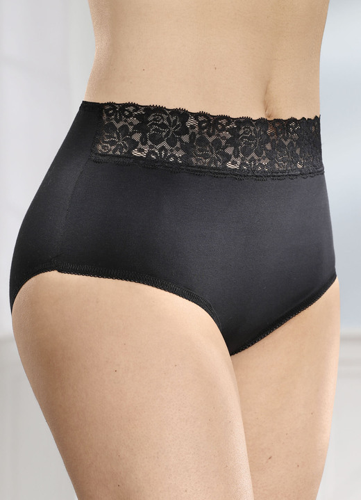 - Set van vier slips met elastisch kant, in Größe 038 bis 052, in Farbe ZWART Ansicht 1