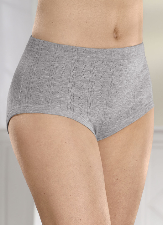 - Set van vijf slips met jacquardmotief, in Größe 038 bis 056, in Farbe 3X GRIJS GEMÊLEERD, 2X WIT Ansicht 1