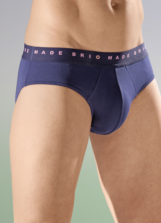 Slips & broeken - Set van drie slips, effen met elastische tailleband, in Größe 004 bis 010, in Farbe BLAUW