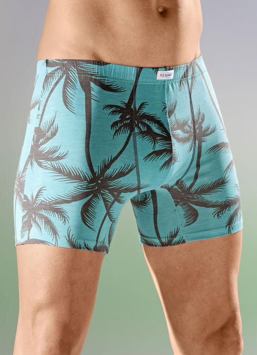 Pants & boxershorts - Driepak broeken met palmprint, in Größe 004 bis 009, in Farbe 2X TÜRKISGRÜN, 1X ORANGE Ansicht 1