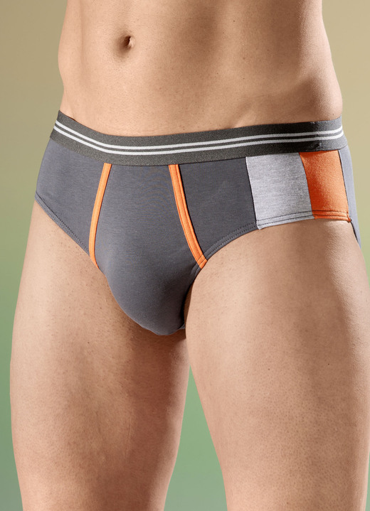 - Set van vier slips met gekleurde inzetstukken, in Größe 004 bis 010, in Farbe 2X GRAFIETKLEURIG, 2X MARINEKLEURRIJK
