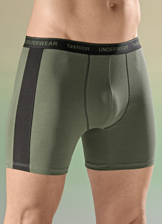 Pants & boxershorts - Set van vier broeken met elastische tailleband, in Größe 005 bis 011, in Farbe 2X OLIV-SCHWARZ, 2X UNI SCHWARZ