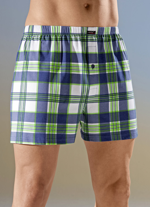 Pants & boxershorts - Pak van vier boxershorts met ruitjesmotief, in Größe 005 bis 016, in Farbe 2X MARINE-GROEN-WIT, 2X GROEN-MARINE-WIT
