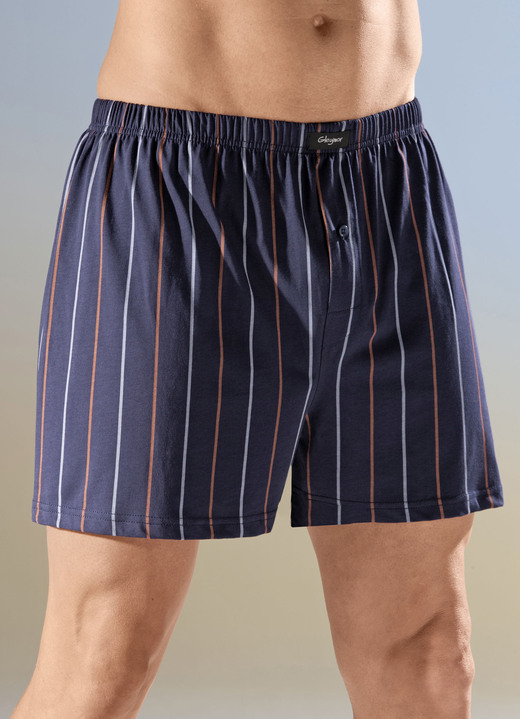 Pants & boxershorts - Set van vier boxershorts met knoopsluiting, in Größe 005 bis 014, in Farbe 2XMARINE GESTREEPT, 2X MARINEBLAUW GEBLOKT Ansicht 1