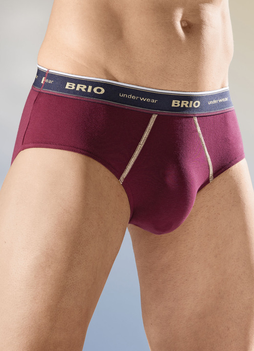 Slips & onderbroeken - Set van drie slips met elastische tailleband, in Größe 004 bis 010, in Farbe 2X BORDEAUX, 1X MARINEBLAUW