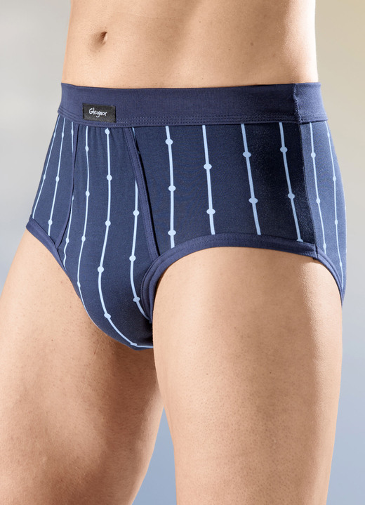 Slips & broeken - Verpakking van vier slips met zachte tailleband, in Größe 005 bis 011, in Farbe 2X MARINEBLAUW, 2X GROENGRIJS