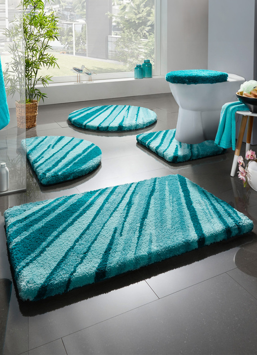 Badmatten - Badmattenset van Kleine Wolke, in Größe 100 (Matje, halfrond 50/80 cm) bis 112 (Toiletdekselafdekking 47/50 cm), in Farbe AQUA Ansicht 1