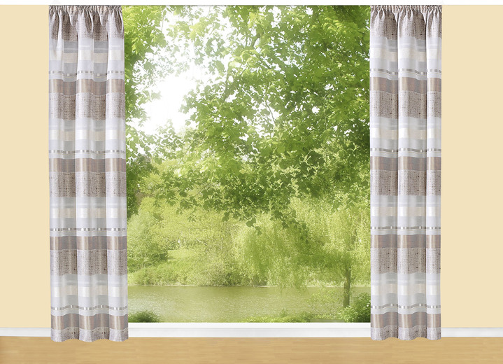 Modern - Gordijnenset in linnenlook, in Größe 365 (H145xB140 bis 456 (H 245 x B 140 cm), in Farbe NATUREL Ansicht 1