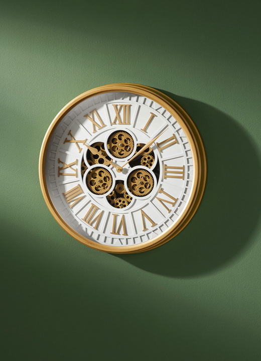 Horloges - Wandklok met zichtbare tandwielen, in Farbe WEISS Ansicht 1