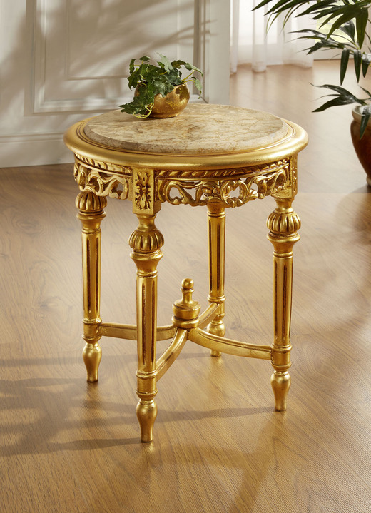 Tafels - Bijzettafel met marmeren conglomeraatblad en bladgoud-overlay, in Farbe GOLD