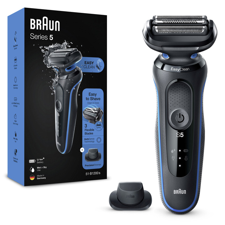 Scheer- & trimapparaten - Braun Shaver Series 5. 51-B1200s draadloos/netscheerapparaat, in Farbe SCHWARZ