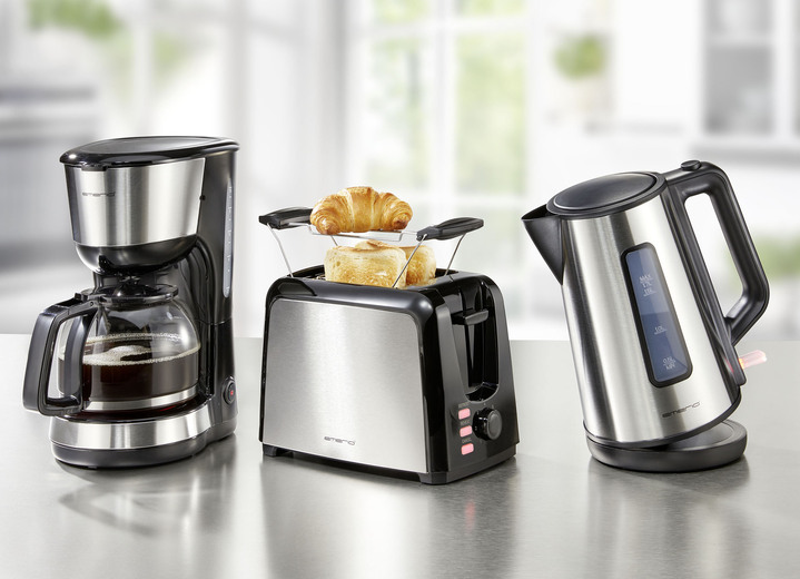 Keukenapparaten-series - Emerio ontbijtserie met RVS toepassingen, in Farbe ZILVER-ZWART, in Ausführung Toaster Ansicht 1