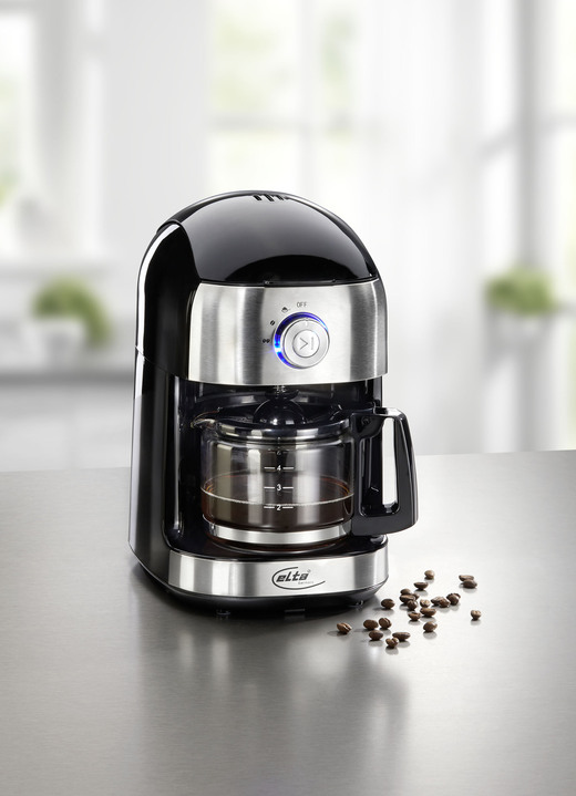 Koffieapparaten - elta koffiezetapparaat met roestvrijstalen slagmolen, in Farbe SCHWARZ