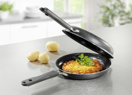 Dubbele pan met antiaanbaklaag - perfect voor hash browns, pannenkoeken en omeletten