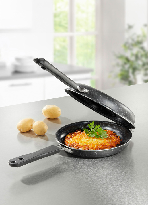 Potten & pannen - Dubbele pan met antiaanbaklaag - perfect voor hash browns, pannenkoeken en omeletten, in Farbe ZWART Ansicht 1