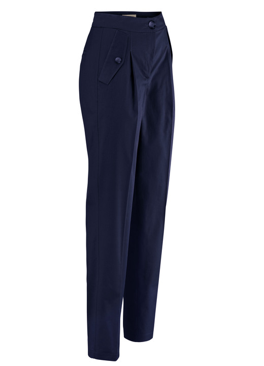 Broek met knoop- en ritssluiting - Broek met sportieve chic, in Größe 018 bis 050, in Farbe MARINE Ansicht 1