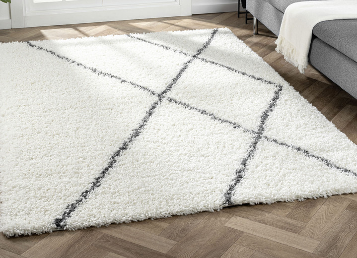 Modern - Fantastisch donzige, ruige bruggen, galerijen en tapijten, in Größe 111 (brug, 60x90 cm) bis 304 (tapijt, ø 150 cm), in Farbe CREME Ansicht 1