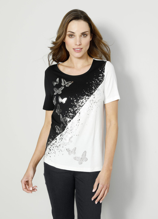 Shirts - Shirt met een mooi vlindermotief, in Größe 038 bis 048, in Farbe ZWART-WIT Ansicht 1