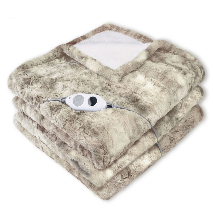 Warmte & ontspanning - XXL elektrische deken in lamsvachtlook, in Farbe BEIGE Ansicht 1