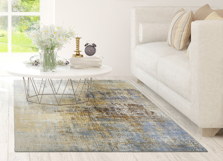 Modern - Combinatiesterke bruggen en tapijten met vlakke pool, in Größe 113 (vloerkleed, 80 x 150 cm) bis 282 (Tapijt, 200 x 290 cm), in Farbe GELB-BLAU Ansicht 1