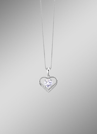Hartvormige hanger met kristalsteen en Venetiaanse ketting