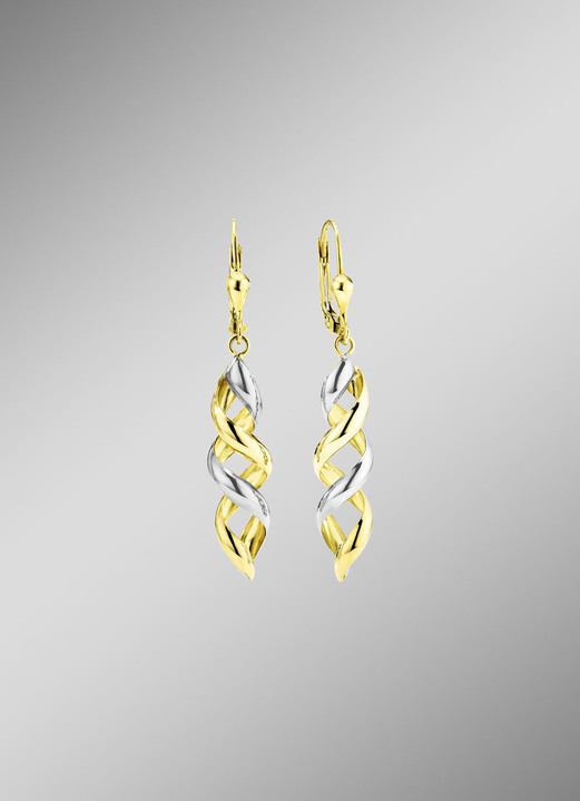 Oorbellen - Elegantie in beweging: tweekleurige oorbellen van 375/- fijn goud, in Farbe  Ansicht 1