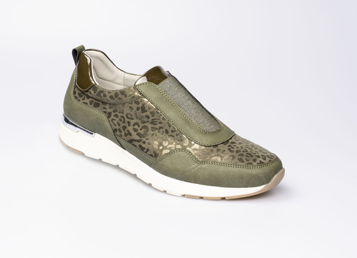 Instappers & veterschoenen - Modieuze stretch sneaker in luipaardlook, in Größe 036 bis 042, in Farbe GRÜN Ansicht 1