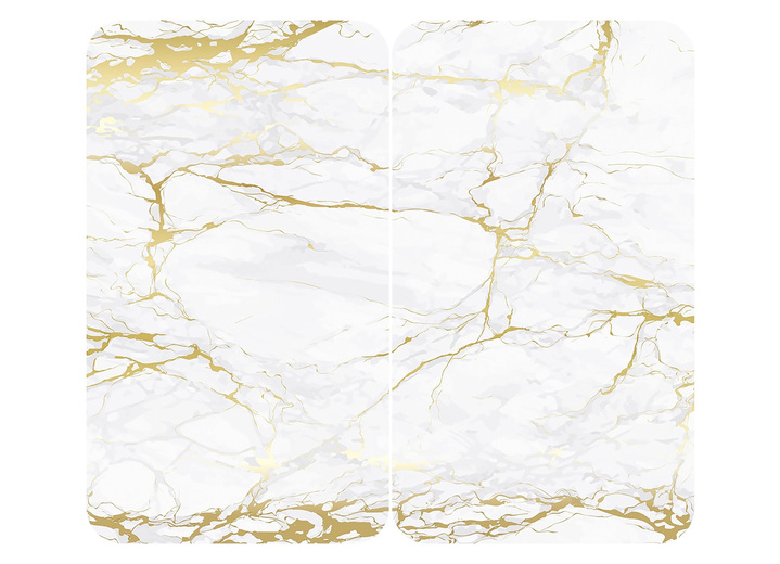 Huishouden & Keuken - Kookplaat afdekplaten/wandpaneel, motief marmer goud, in Farbe MARMOR GOLD, in Ausführung Afdekplaten fornuis, set van 2 Ansicht 1