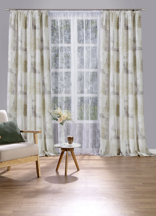 Klassiek - Prachtig gordijn gemaakt van decoratieve stof, in Größe 358 (H 145 x B 140 cm) bis 456 (H 245 x B 140 cm), in Farbe GROEN Ansicht 1