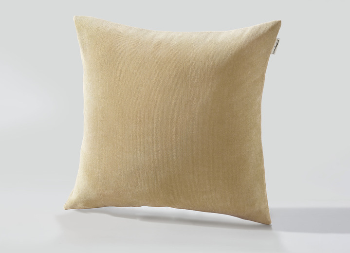 Decoratiekussens & slopen - Stoelkussen en kussenhoes in fijn ribfluweel, in Größe 905 (kussensloop, 40 x 40 cm) bis 915 (stoelkussen, 38x38x 4 cm), in Farbe NATUR Ansicht 1