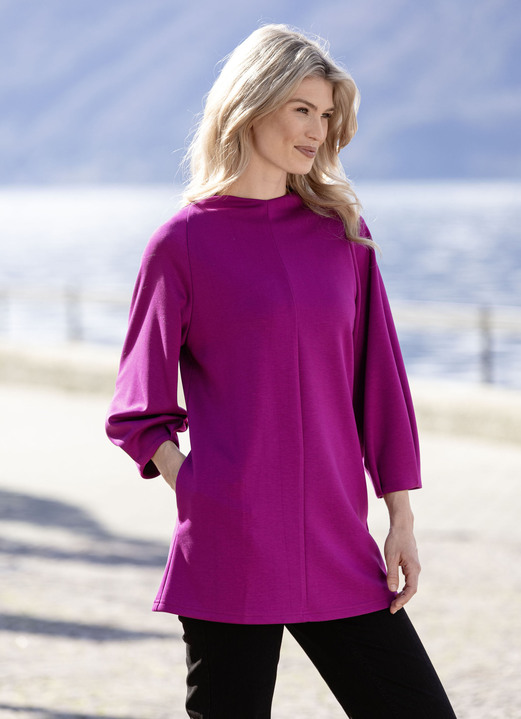 3/4-mouw - Lang shirt met zijzakken, in Größe 036 bis 052, in Farbe FUCHSIË Ansicht 1