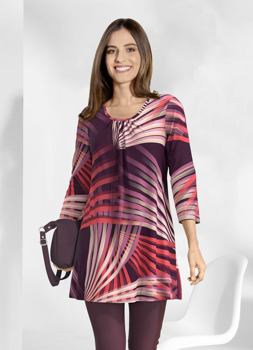 3/4-mouw - Lang shirt met ronde hals 3/4-mouw - Lang shirt met ronde hals, in Größe 038 bis 056, in Farbe ROOD-BORDEAUX-ROSÉ-TAUPE