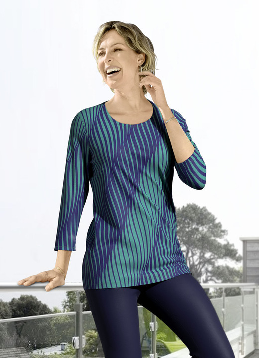 3/4-mouw - Shirt met 3/4-mouwen, in Größe 038 bis 054, in Farbe EMERALD MARINE
