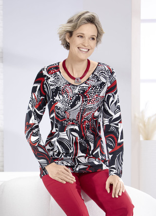 Shirt met ronde V-hals