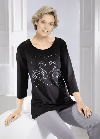 Shirt met elegante strass-versiering in 2 kleuren