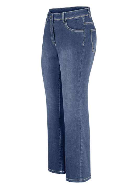 Broek met knoop- en ritssluiting - Bootcut-spijkerbroek, in Größe 017 bis 052, in Farbe JEANS BLAUW Ansicht 1